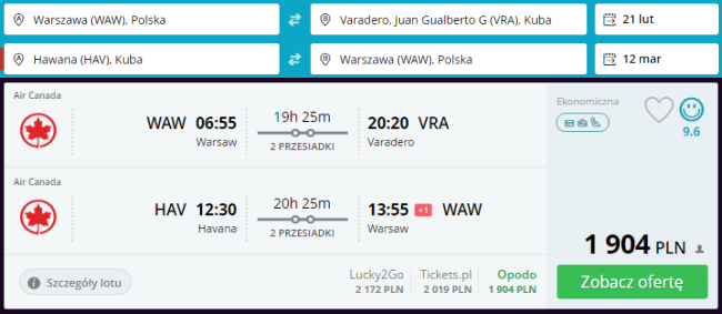 Rezerwacja lotów z Warszawy na Kubę