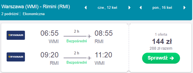 rezerwacja lotów z warszawy do rimini
