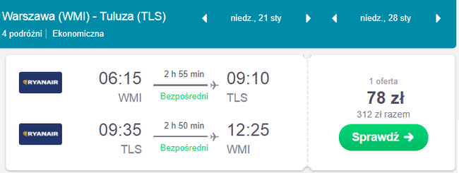 rezerwacja lotów z warszawy do tuluzy