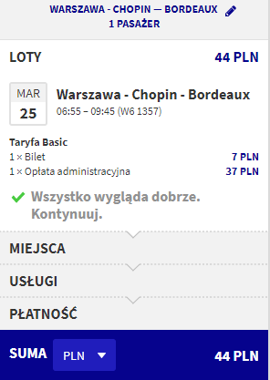 rezerwacja lotów z warszawy do bordeaux