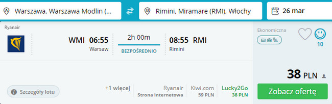 rezerwacja lotów z modlina do rimini