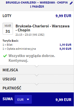 rezerwacja lotów z charleroi do warszawy