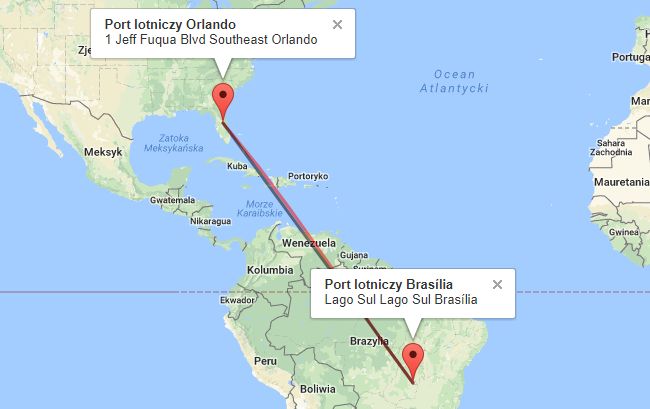 Trasa z USA do Brazylii