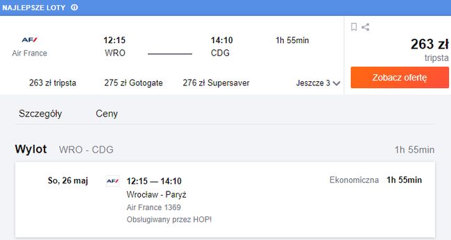 Oferta lotu linią HOP! z Wrocławia