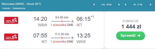 rezerwacja biletów do Irkucka