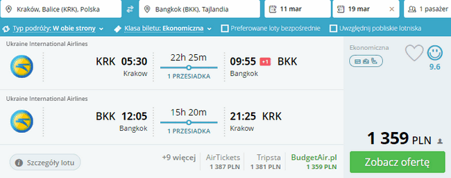 rezerwacja lotó do Bangkoku