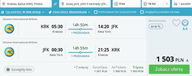 rezerwacja lotów do Nowego Jorku