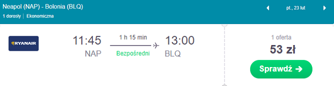 rezerwacja na lot z neapolu do bolonii