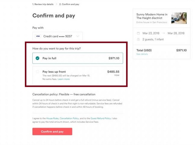 airbnb przedplata rezerwacji