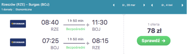 zarezerwuj lot do burgas