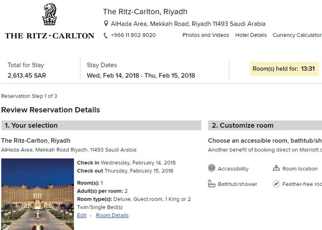 Nocleg w Ritz-Carlton