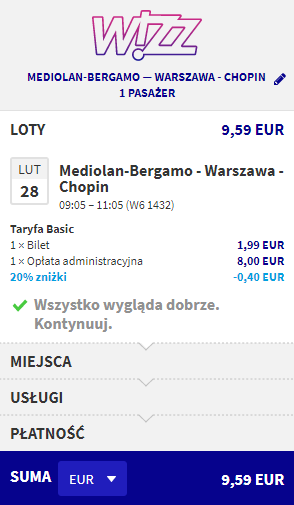 Rezerwacja przelotów z Bergamo do Warszawy