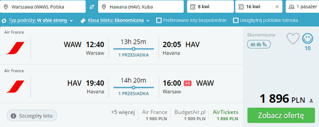 rezerwacja lotów do Havany