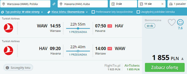 rezerwacja lotów na Kubę