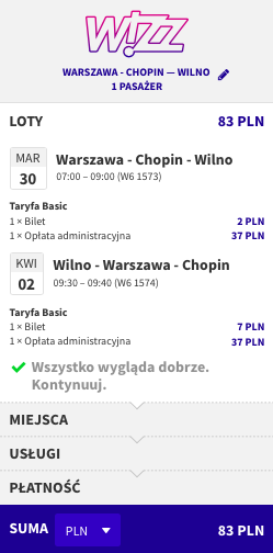 zarezerwuj lot do wilna
