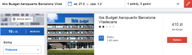 Rezerwacja obiektu Ibis Budget Barcelona