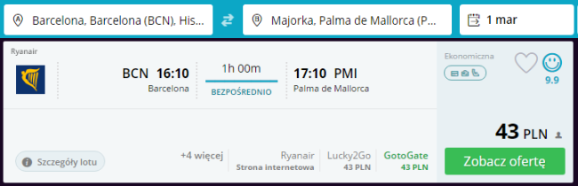 Rezerwacja przelotów z Barcelony na Majorkę
