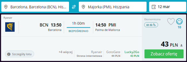 Rezerwacja przelotów z Barcelony na Majorkę
