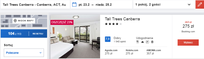 Nocleg w hotelu Tall Trees