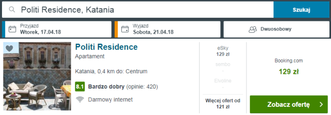Rezerwacja obiektu Politi Apartaments