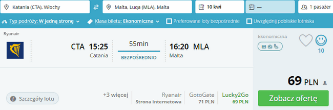rezerwacja lotu na Maltę