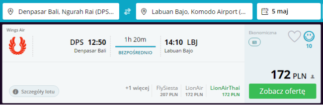Rezerwacja przelotów z Bali do Labuan Bajo