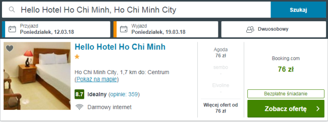 Nocleg w Hello Hotel Ho Chi Minh