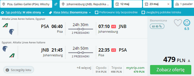 rezerwacja lotów do Johannesburga
