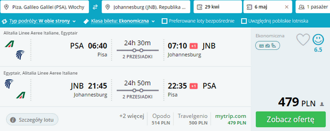rezerwacja lotów do Johannesburga