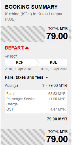 Rezerwacja przelotów z Kuching do Kuala Lumpur