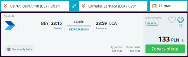 Rezerwacja przelotów z Bejrutu do Larnaki