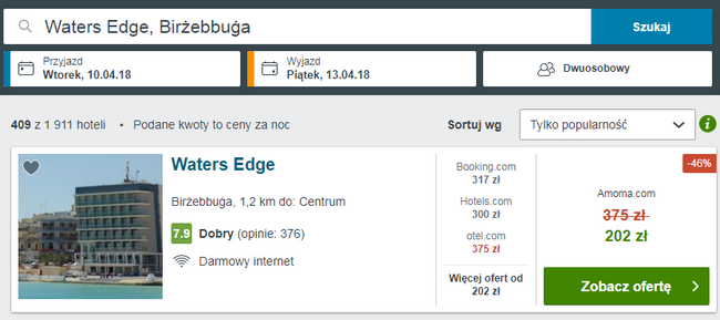 rezerwacja noclegów na malcie