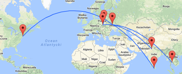 mapka przelotów