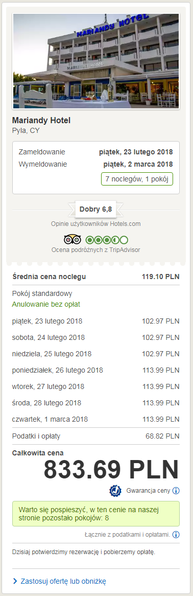 rezerwacja noclegu na cyprze