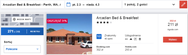 Nocleg w hotelu Arcadian BB