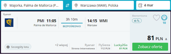 Rezerwacja przelotów z Majorki do Warszawy