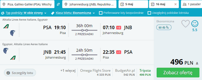 rezerwacja lotów do Johannesburga