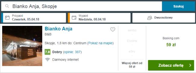 Rezerwacja obiektu Bianko Anja