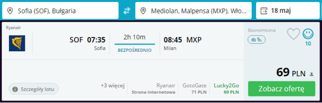 Rezerwacja przelotów z Sofii do Mediolanu