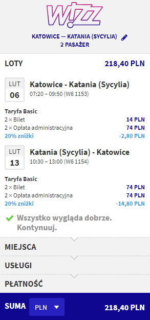 rezerwacja lotów do Katanii