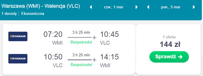 rezerwacja lotów z modlina do walencji