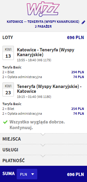 rezerwacja lotów na Teneryfę