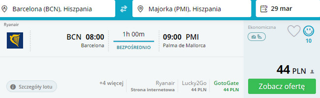 rezerwacja lotów z barcelony na majorkę