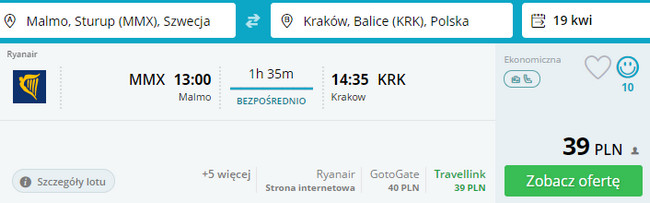 rezerwacja lotów z malmo do krakowa