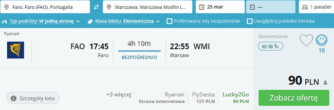 rezerwacja lotu z Faro do Warszawy
