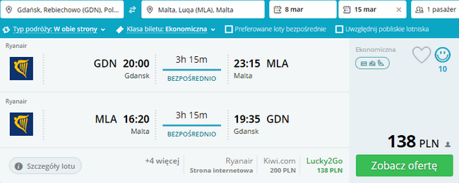 rezerwacja lotów na Maltę