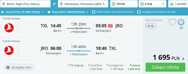 rezerwacja lotów do Tanzanii