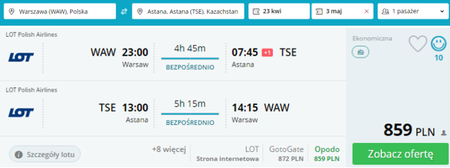 astana loty
