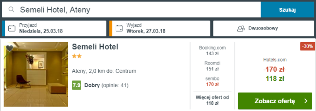 Rezerwacja obiektu Semeli Hotel