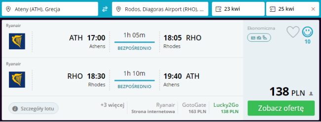 Rezerwacja przelotów z Aten na Rodos